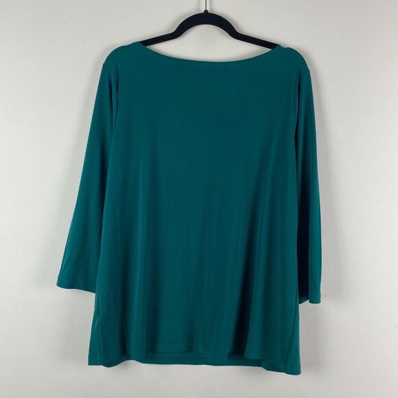 Susan Graver Modern Essentials Liquid Knit Tunic Size L Green 3/4 Sleeve - Picture 5 of 9